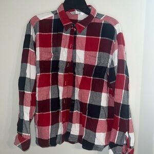 Lee Women's Red and Black Plaid Button Down Shirt